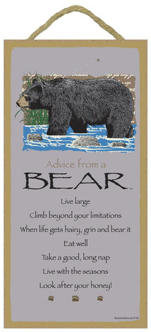 Advice from a Bear Hanging Wood Sign