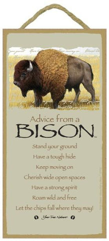 Advice from a Bison Hanging Wood Sign