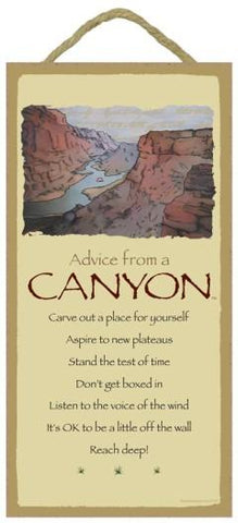 Advice from a Canyon Hanging Wood Sign
