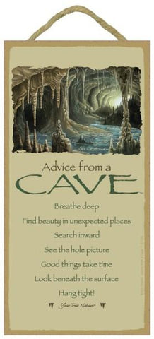 Advice from a Cave Hanging Wood Sign