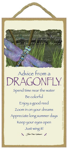 Advice from a Dragonfly Hanging Wood Sign