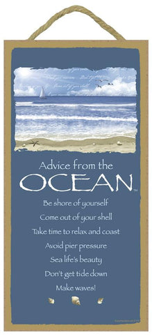 Advice from the Ocean Hanging Wood Sign